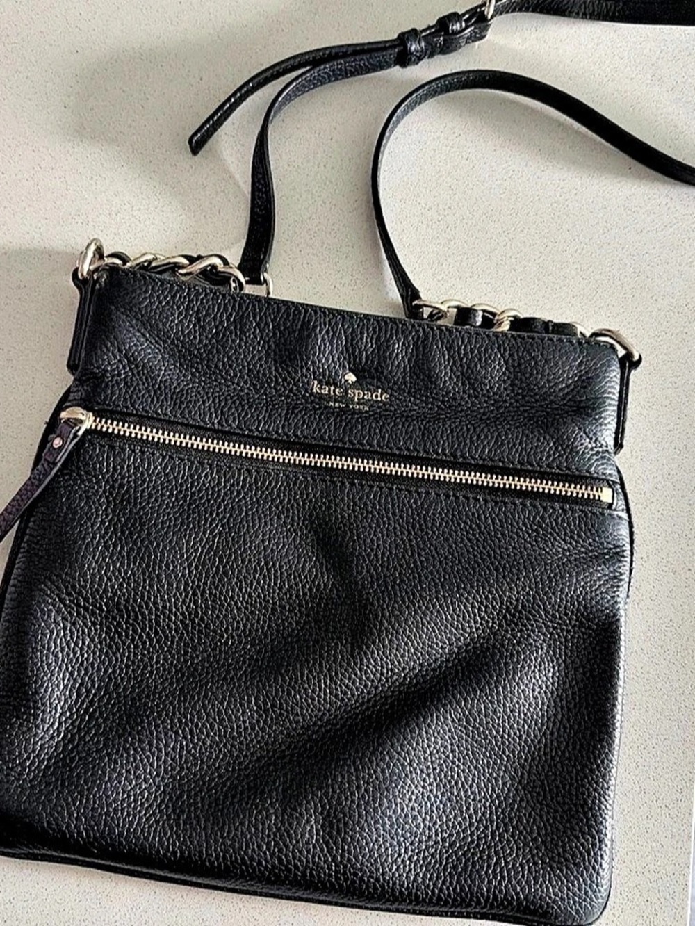 Kate Spade Black & White Striped Crossbody Bag